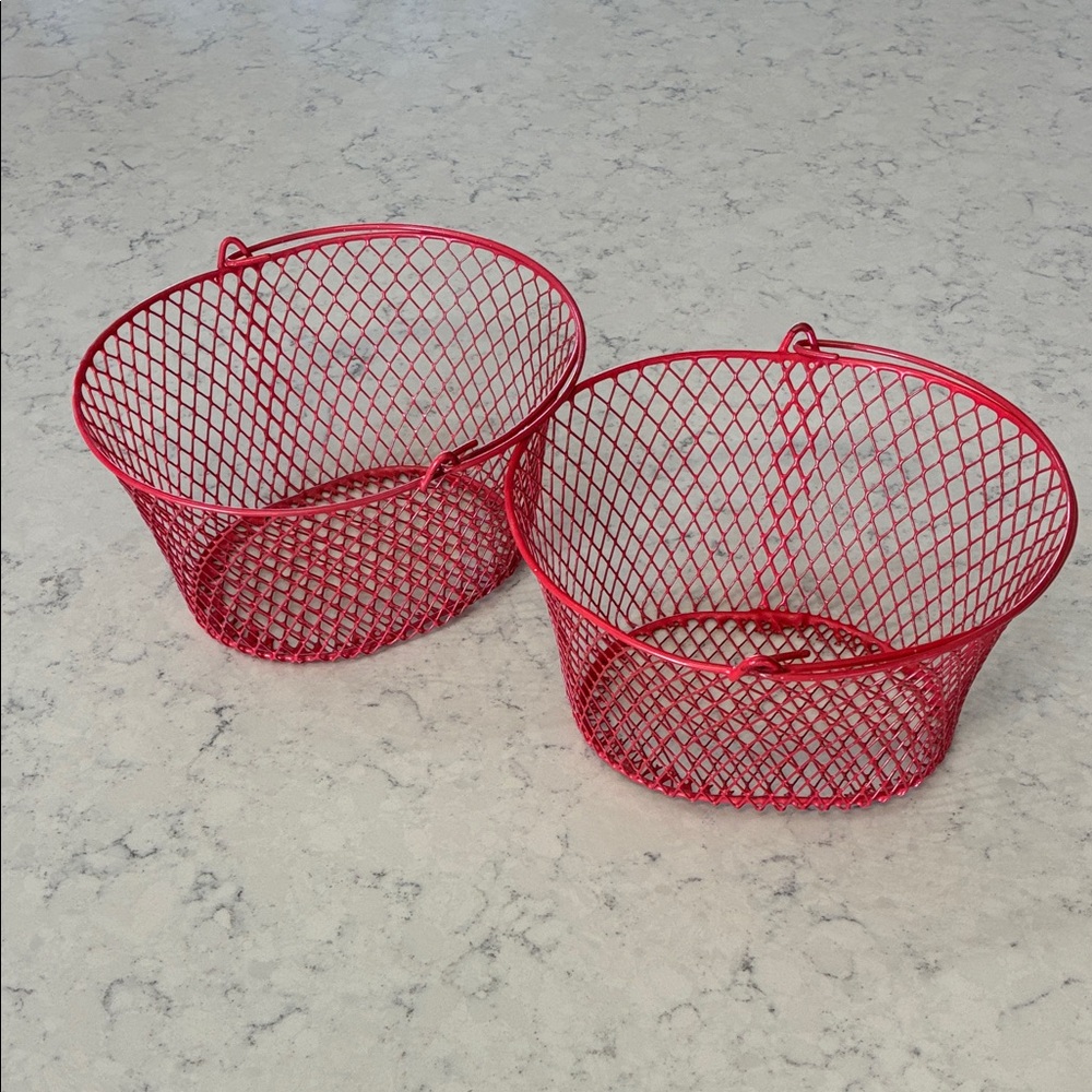 Red Wire Mesh Baskets - Set of 2